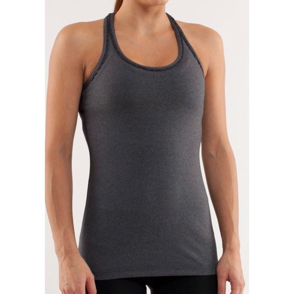 lululemon cool racerback heathered coal ruffle 10 - Picture 1 of 9
